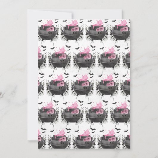 Een Baby is het brouwen van roze Halloween Baby sh Kaart (Achterkant)