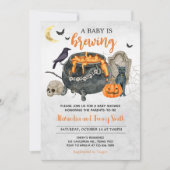 Een Baby is het brouwen van Sinaasappel Halloween Kaart (Voorkant)