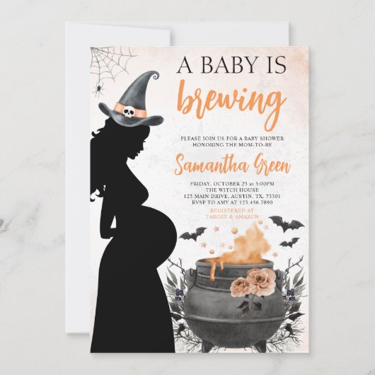 Een Baby is het brouwen van Sinaasappel Halloween  Kaart (Voorkant)