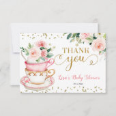 Een Baby is het brouwen van Tea Party Baby shower  Bedankkaart (Voorkant)