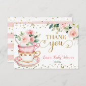 Een Baby is het brouwen van Tea Party Baby shower  Bedankkaart (Voorkant / Achterkant)