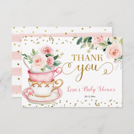 Een Baby is het brouwen van Tea Party Baby shower  Bedankkaart (Voorkant / Achterkant)