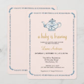 Een Baby is het brouwen van Tea Party Baby shower Kaart (Voorkant / Achterkant)