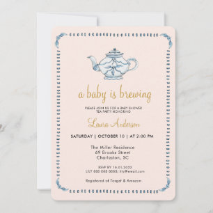 Een Baby is het brouwen van Tea Party Baby shower Kaart