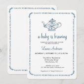 Een Baby is het brouwen van Tea Party Baby shower Kaart (Voorkant / Achterkant)