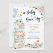 Een Baby is het brouwen van Tea Party Blue Baby sh Kaart (Voorkant)