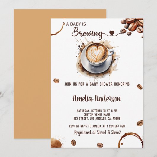 Een Baby is het brouwen van Waterverf Coffee Baby  Kaart (Voorkant / Achterkant)