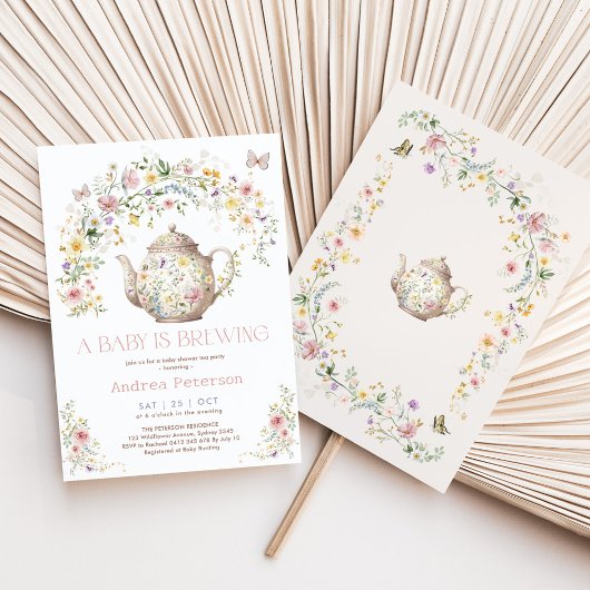 Een Baby is het brouwen van Wildflower Tea Party B Kaart