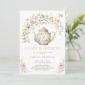 Een Baby is het brouwen van Wildflower Tea Party B Kaart (Staand voorkant)