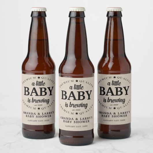 Een baby is in aantocht Baby Shower Bier Etiket (Flessen)