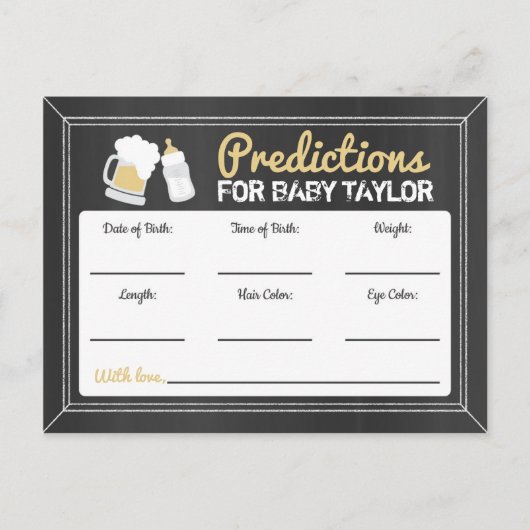 Een baby is in aantocht baby shower voorspellingen uitnodiging briefkaart (Voorkant)