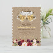 Een baby is in aantocht Burlap Bloemen BBQ Baby Sh Kaart (Staand voorkant)