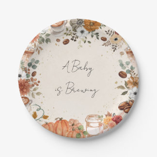 Een baby is in aantocht Herfst Koffie Papieren Bordje