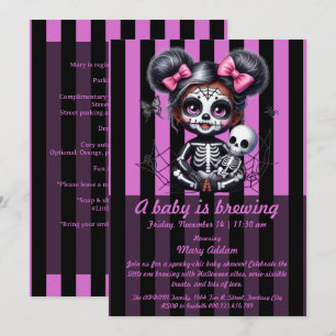 Een baby is in aantocht Roze Halloween babyfeest Kaart