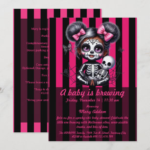 Een baby is in aantocht Roze Halloween babyfeest Kaart