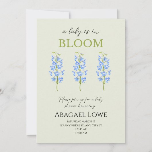 Een baby is in Bloom! babyshower uitnodigingen (Voorkant)