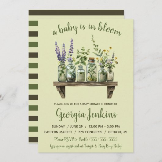 Een Baby is in Bloom, Spring Flowers Baby shower Kaart (Voorkant / Achterkant)