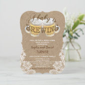 Een baby is in de maak Burlap Kant Baby Shower Kaart (Staand voorkant)