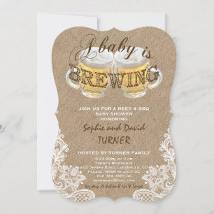 Een baby is in de maak Burlap Kant Baby Shower Kaart