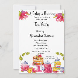 Een baby is in de maak uitnodiging theepartij baby