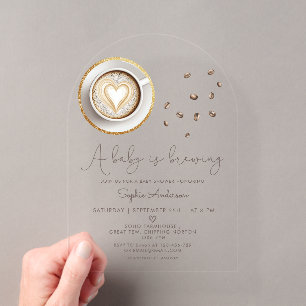 Een baby is Koffie aan het Brouwen Baby Shower Acryl Uitnodigingen