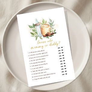 Een baby is koffie aan het zetten Baby Shower Raad