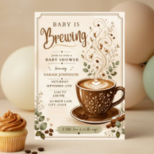 Een baby is koffie aan het zetten Baby Shower Uitn
