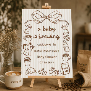 Een baby is koffie aan het zetten Baby Shower Welk Poster
