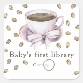 Een baby is koffie aan het zetten - baby's eerste  vierkante sticker