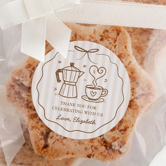 Een Baby is koffie aan het zetten dank je wel Ronde Sticker