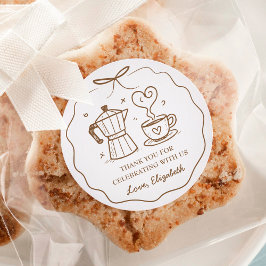 Een Baby is koffie aan het zetten dank je wel Ronde Sticker