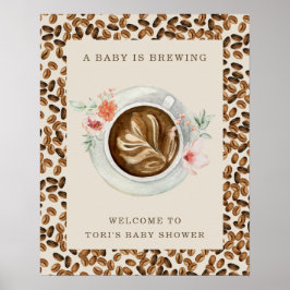 Een Baby is koffiebonen Baby shower Poster