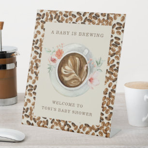 Een Baby is koffiebonen Baby shower Reclamebord Met Voetstuk