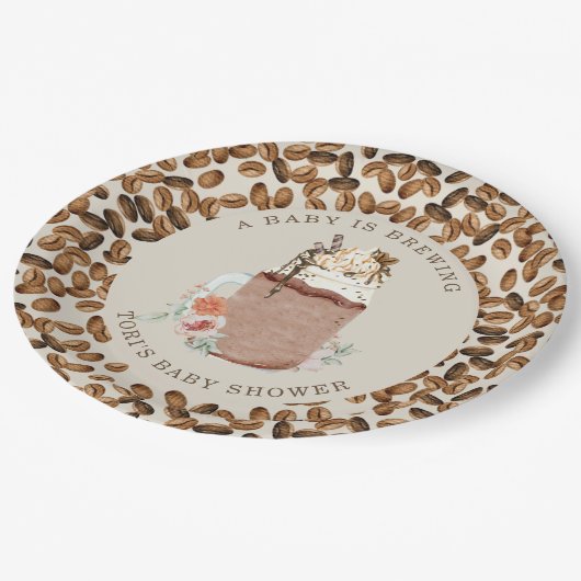 Een Baby is koffiebont Baby shower Papieren Bordje (Gekanteld)