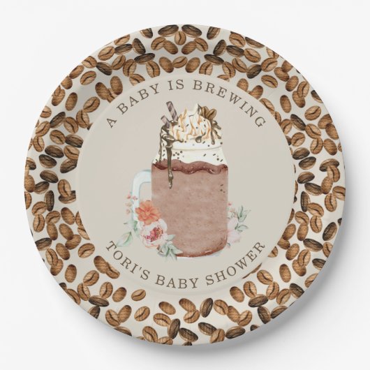 Een Baby is koffiebont Baby shower Papieren Bordje (Voorkant)
