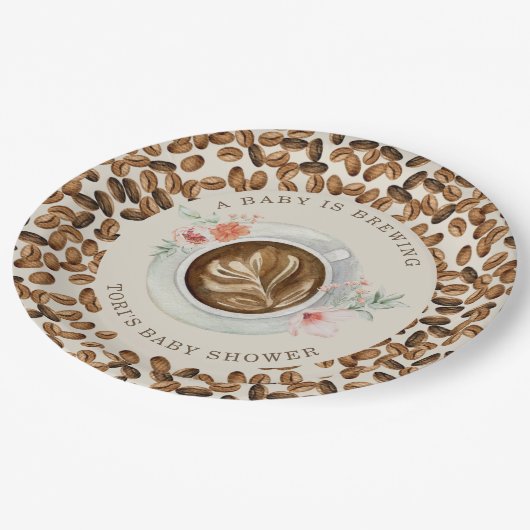 Een Baby is koffiebont Baby shower Papieren Bordje (Gekanteld)