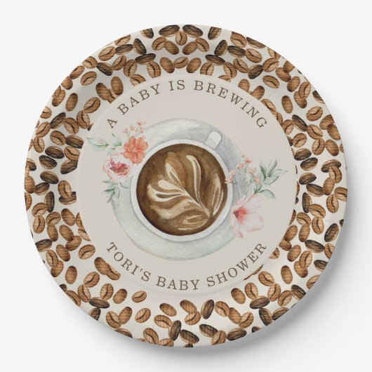 Een Baby is koffiebont Baby shower Papieren Bordje (Voorkant)