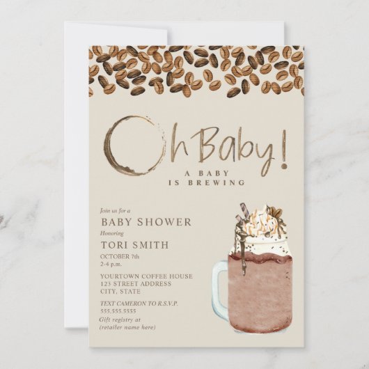 Een Baby is koudbreienkoffie Oh Baby shower Kaart (Voorkant)