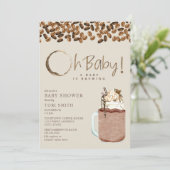 Een Baby is koudbreienkoffie Oh Baby shower Kaart (Staand voorkant)