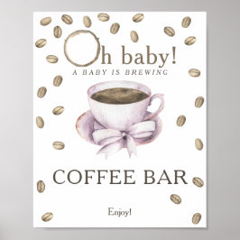 Een baby is op komst baby shower koffiebar poster