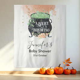 een baby is op komst Halloween Baby Shower Achterg Wandkleed