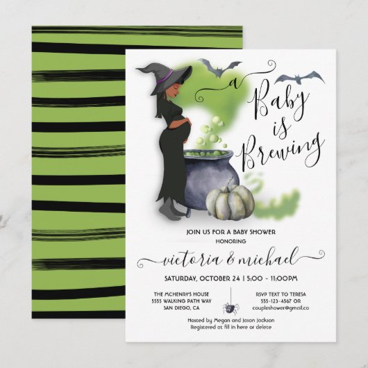 Een Baby is Pregant Witch Baby shower Invita Kaart (Voorkant / Achterkant)