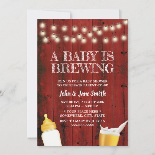 Een Baby is Rustic Red Barn Wood Baby shower Kaart (Voorkant)