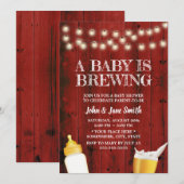 Een Baby is Rustic Red Barn Wood Baby shower Kaart (Voorkant / Achterkant)
