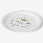 Een baby is waterverf bier baby shower brouwen papieren bordje (Gekanteld)