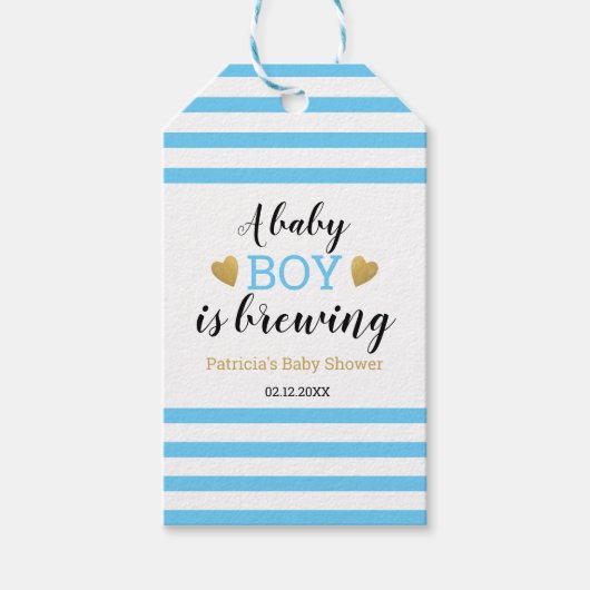 Een baby jongen brouwt Baby shower dank je Cadeaulabel (Voorkant)