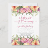 Een baby-meisje bloaait roze Baby shower Kaart (Voorkant)