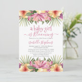 Een baby-meisje bloaait roze Baby shower Kaart (Staand voorkant)
