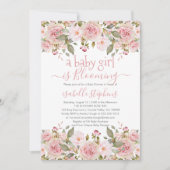 Een baby-meisje bloaait roze Baby shower Kaart (Voorkant)