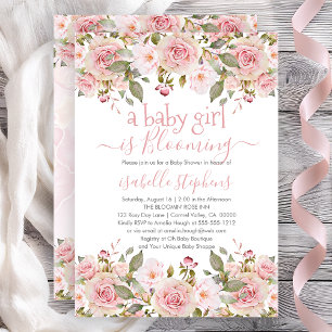 Een baby-meisje bloaait roze Baby shower Kaart